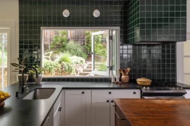 Kitchen renovation using emerald green tiles, Oakland, California [7214x4812]